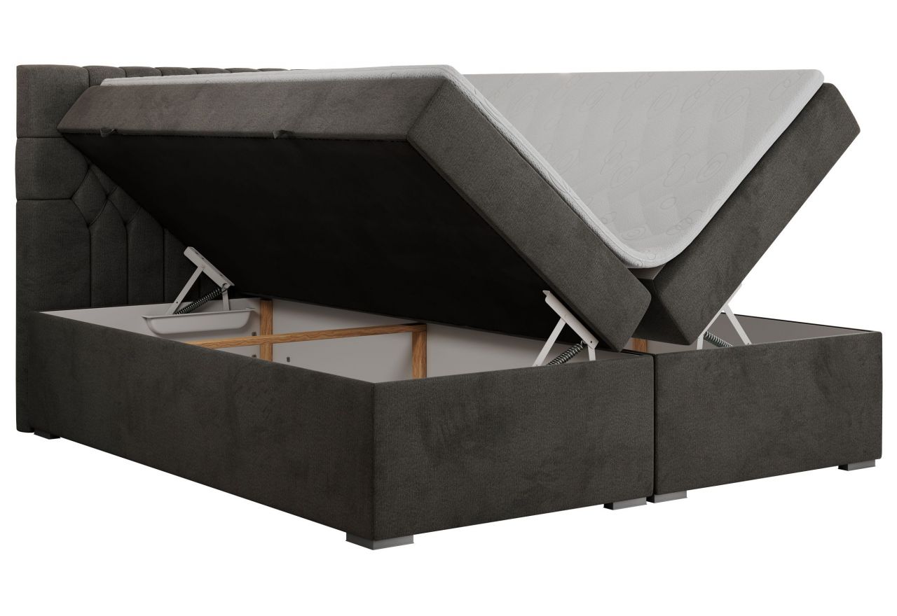 Łóżko kontynentalne PERA 160x200 - H3 - ciemnoszary, welwet