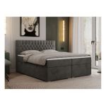 Łóżko kontynentalne PERA 180x200 - H3 - ciemnoszary, welwet