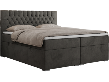 Łóżko kontynentalne PERA 200x200 - H4 - ciemnoszary, welwet