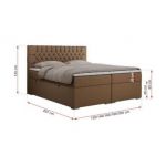 Łóżko kontynentalne PERA 120x200 - H3 - brązowy, ekoskóra