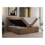 Łóżko kontynentalne PERA 120x200 - H3 - brązowy, ekoskóra