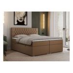 Łóżko kontynentalne PERA 200x200 - H3 - brązowy, ekoskóra