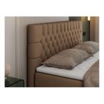 Łóżko kontynentalne PERA 200x200 - H3 - brązowy, ekoskóra