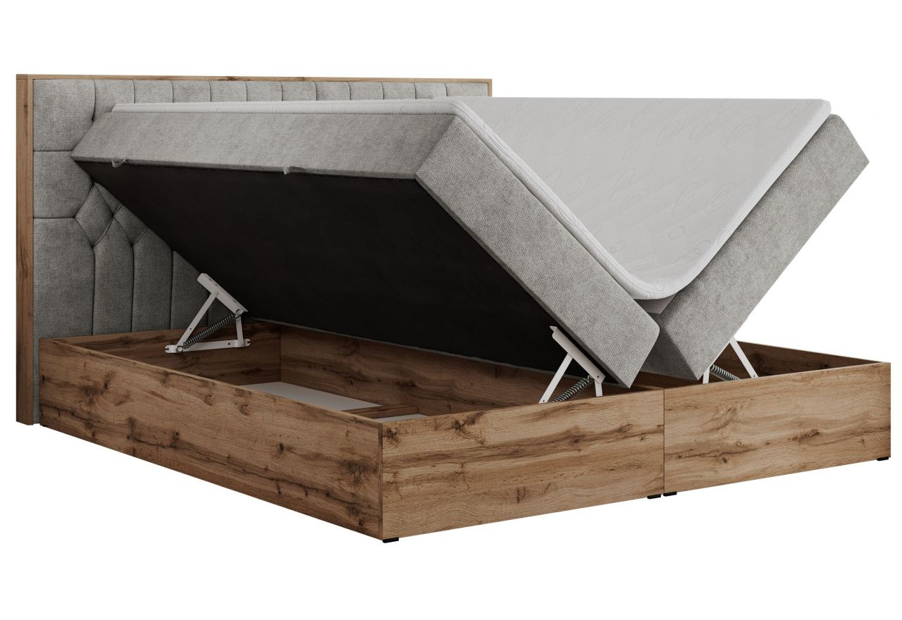 Łóżko kontynentalne AMORE 140x200 - H3 - jasnoszary, struktura