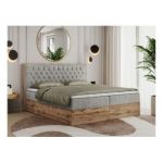 Łóżko kontynentalne AMORE 160x200 - H3 - jasnoszary, struktura