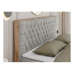 Łóżko kontynentalne AMORE 180x200 - H3 - jasnoszary, struktura