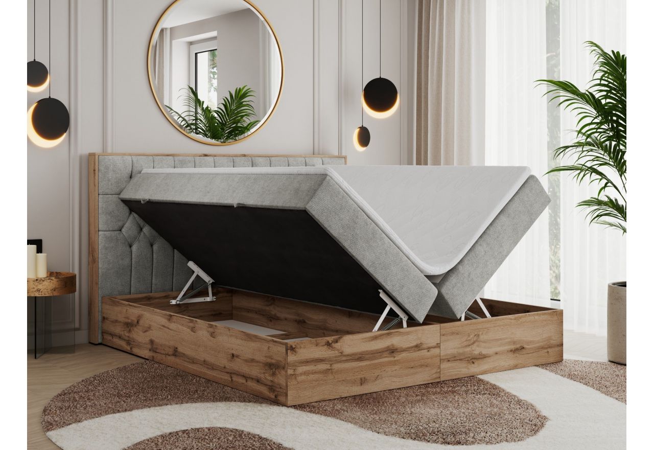 Łóżko kontynentalne AMORE 140x200 - H4 - jasnoszary, struktura