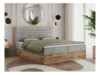 Łóżko kontynentalne AMORE 160x200 - H4 - jasnoszary, struktura