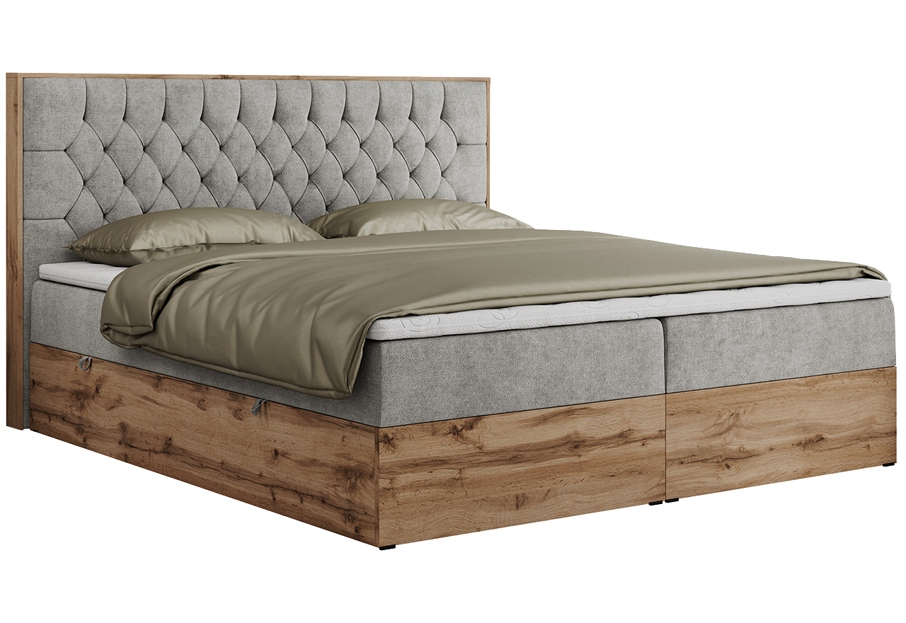 Łóżko kontynentalne AMORE 160x200 - H4 - jasnoszary, struktura