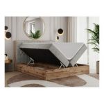 Łóżko kontynentalne AMORE 180x200 - H4 - jasnoszary, struktura