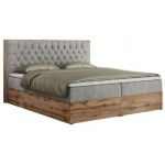 Łóżko kontynentalne AMORE 180x200 - H4 - jasnoszary, struktura