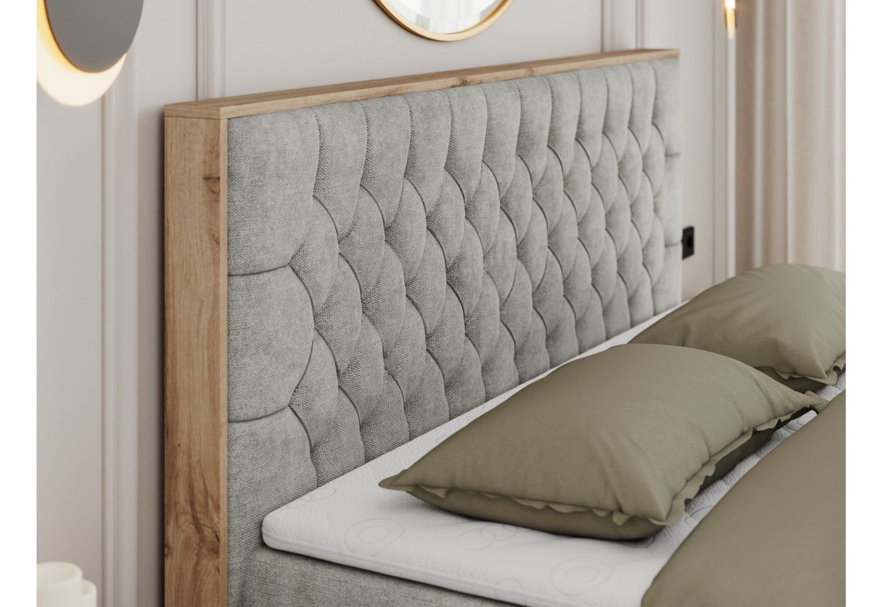 Łóżko kontynentalne AMORE 200x200 - H4 - jasnoszary, struktura