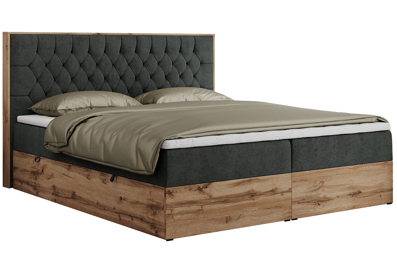 Łóżko kontynentalne AMORE 180x200 - H3 - ciemnoszary, struktura