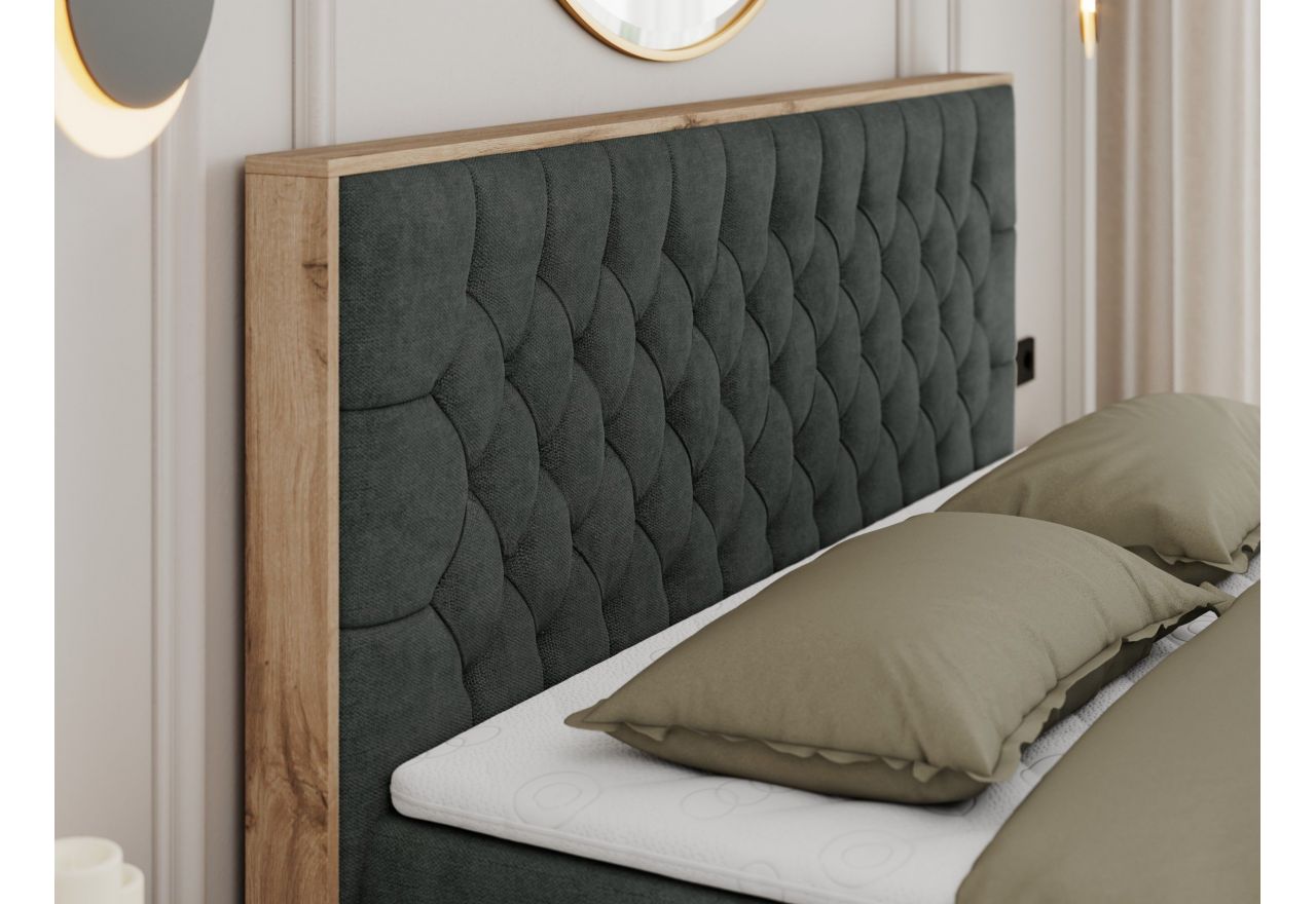 Łóżko kontynentalne AMORE 200x200 - H3 - ciemnoszary, struktura