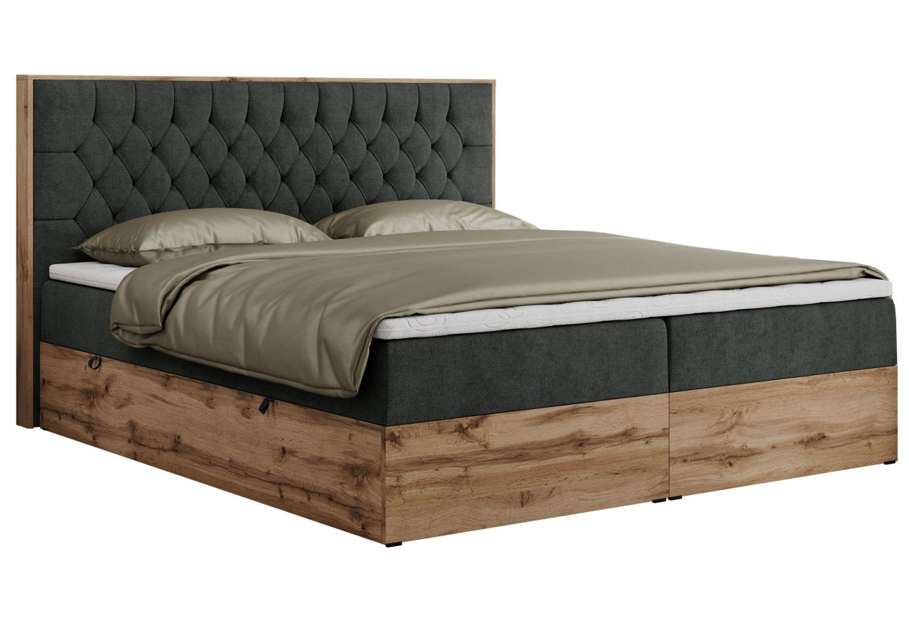 Łóżko kontynentalne AMORE 160x200 - H4 - ciemnoszary, struktura