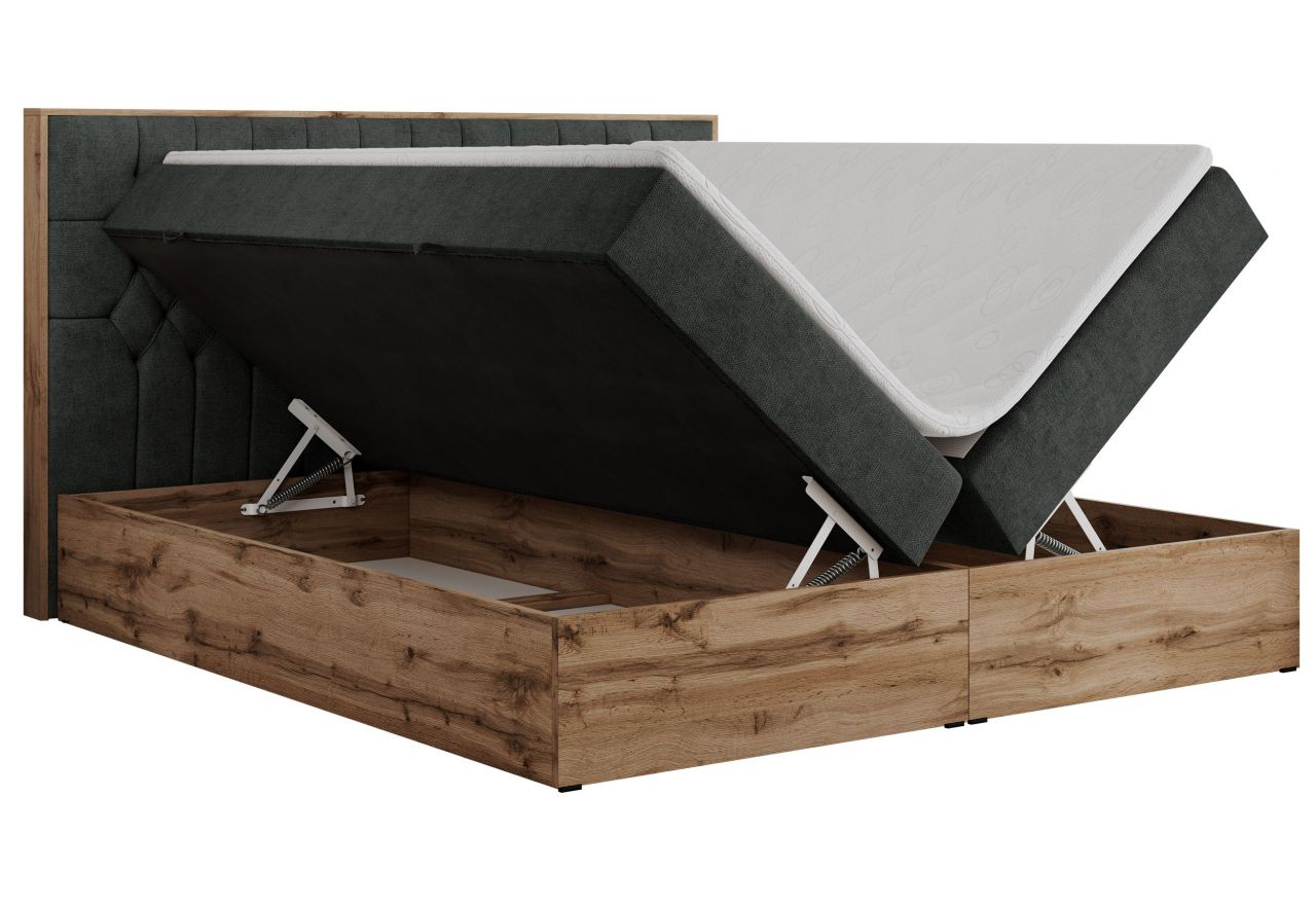 Łóżko kontynentalne AMORE 160x200 - H4 - ciemnoszary, struktura