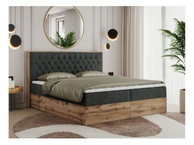 Łóżko kontynentalne AMORE 200x200 - H4 - ciemnoszary, struktura