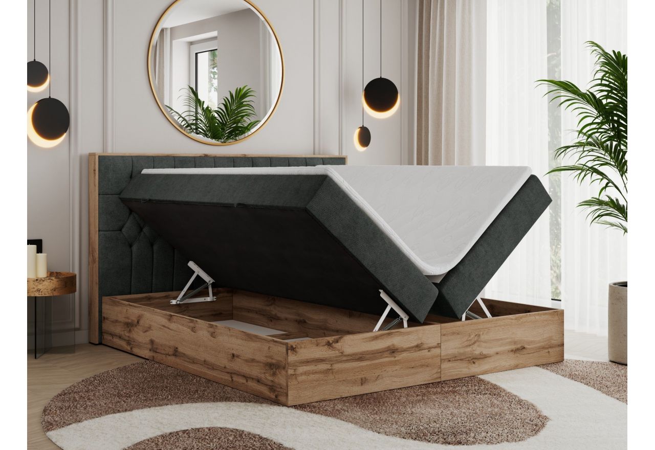 Łóżko kontynentalne AMORE 200x200 - H4 - ciemnoszary, struktura