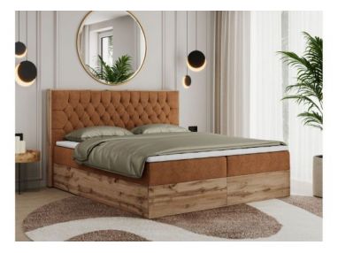 Łóżko kontynentalne AMORE 140x200 - H3 - pomarańczowy, struktura