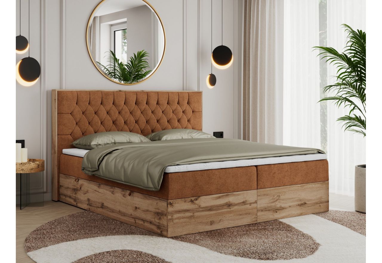 Łóżko kontynentalne AMORE 140x200 - H3 - pomarańczowy, struktura