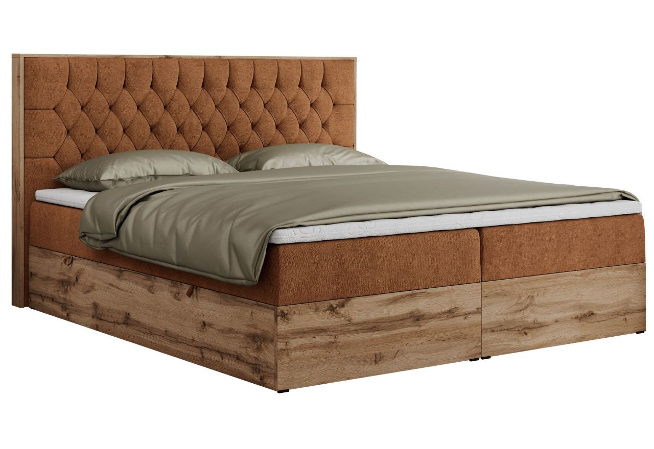 Łóżko kontynentalne AMORE 180x200 - H3 - pomarańczowy, struktura