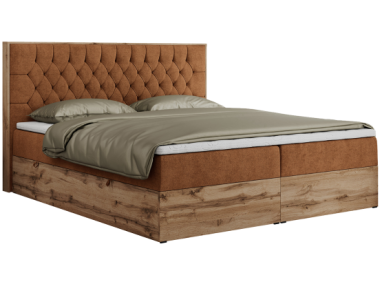 Łóżko kontynentalne AMORE 140x200 - H4 - pomarańczowy, struktura