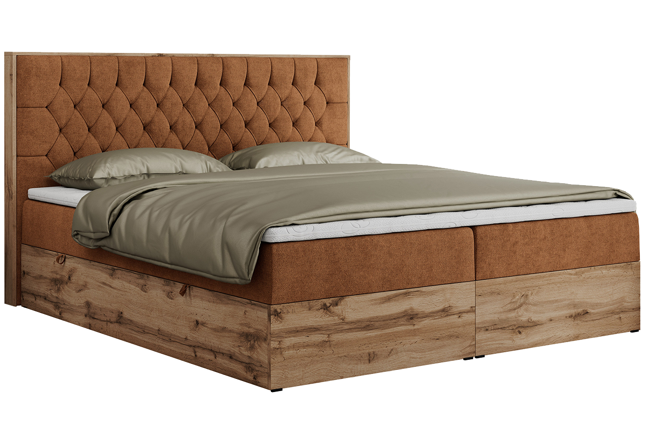 Łóżko kontynentalne AMORE 140x200 - H4 - pomarańczowy, struktura