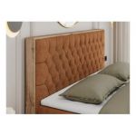 Łóżko kontynentalne AMORE 140x200 - H4 - pomarańczowy, struktura