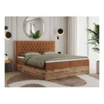 Łóżko kontynentalne AMORE 180x200 - H4 - pomarańczowy, struktura