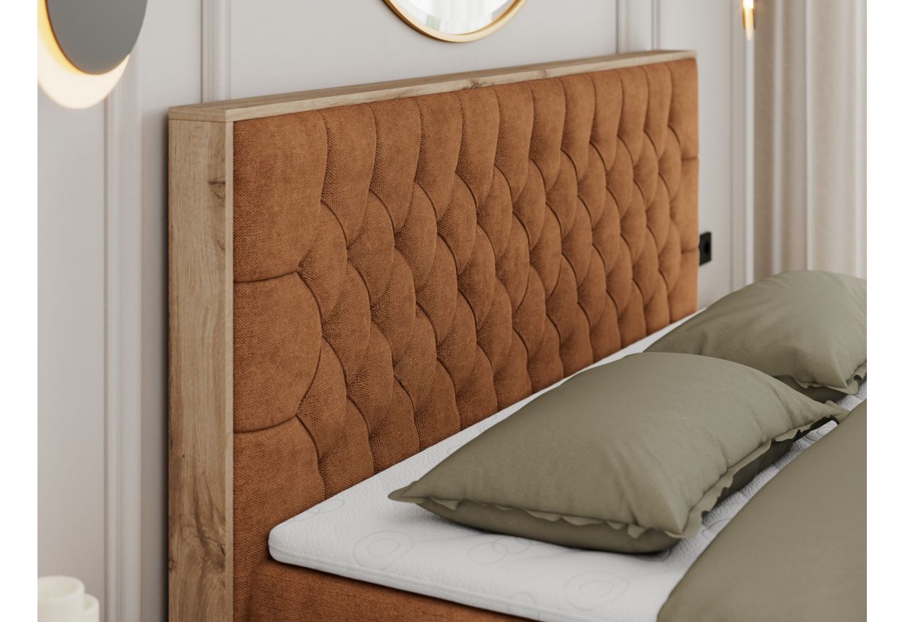 Łóżko kontynentalne AMORE 180x200 - H4 - pomarańczowy, struktura