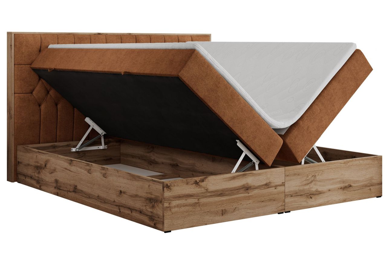 Łóżko kontynentalne AMORE 200x200 - H4 - pomarańczowy, struktura