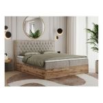 Łóżko kontynentalne AMORE 160x200 - H3 - beżowy, struktura