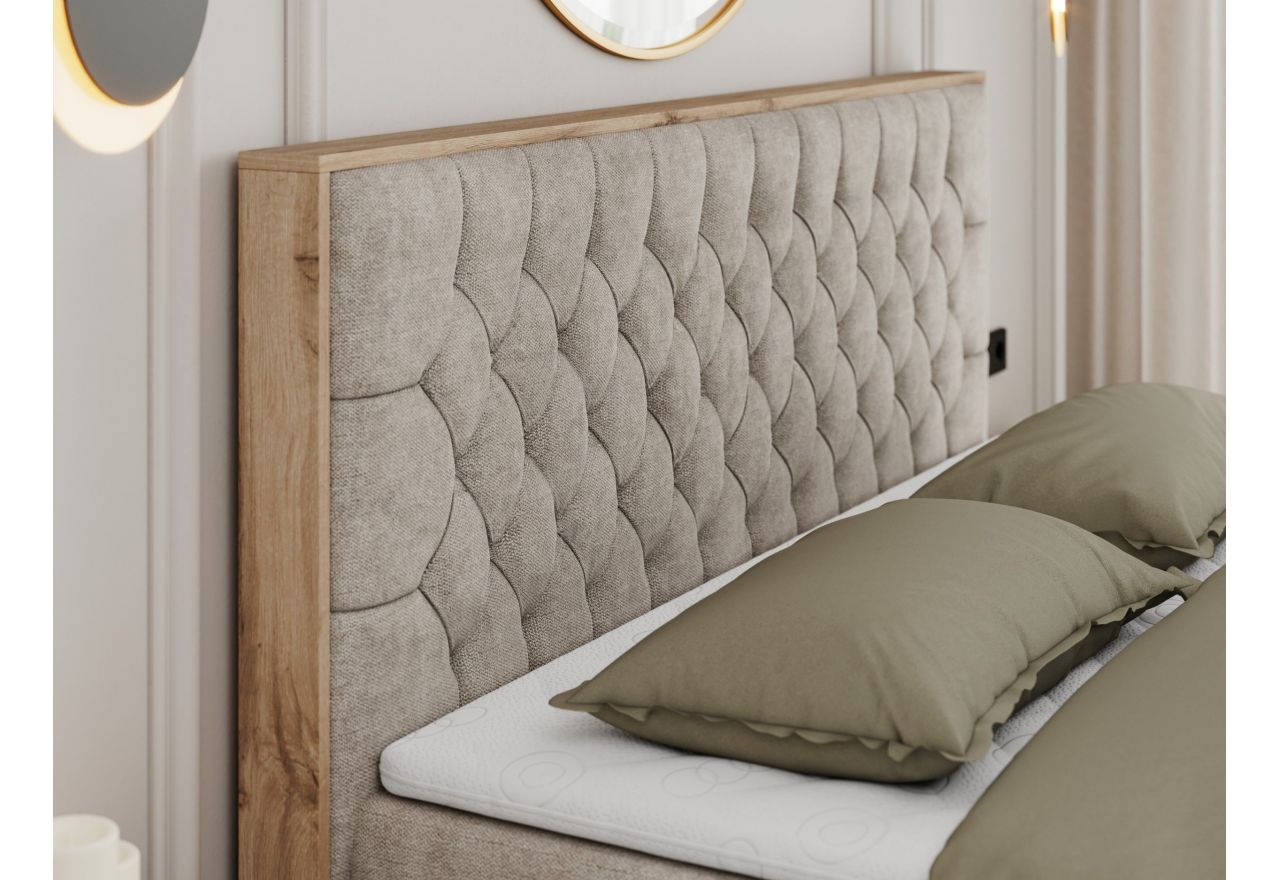 Łóżko kontynentalne AMORE 180x200 - H3 - beżowy, struktura