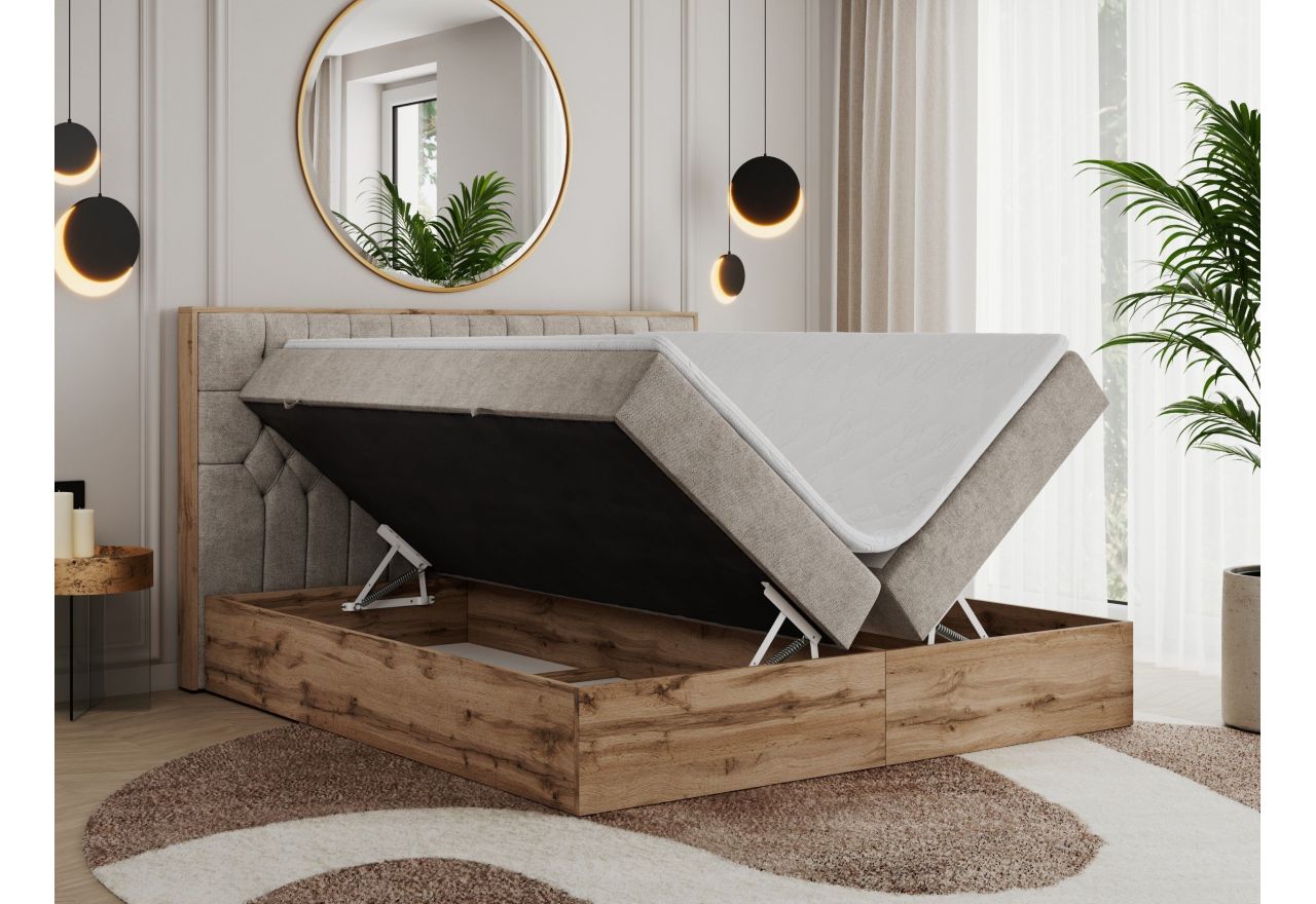 Łóżko kontynentalne AMORE 200x200 - H3 - beżowy, struktura