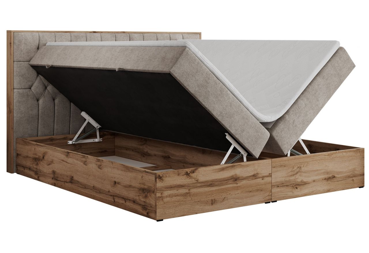 Łóżko kontynentalne AMORE 200x200 - H3 - beżowy, struktura