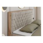 Łóżko kontynentalne AMORE 140x200 - H4 - beżowy, struktura