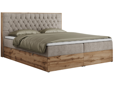 Łóżko kontynentalne AMORE 160x200 - H4 - beżowy, struktura