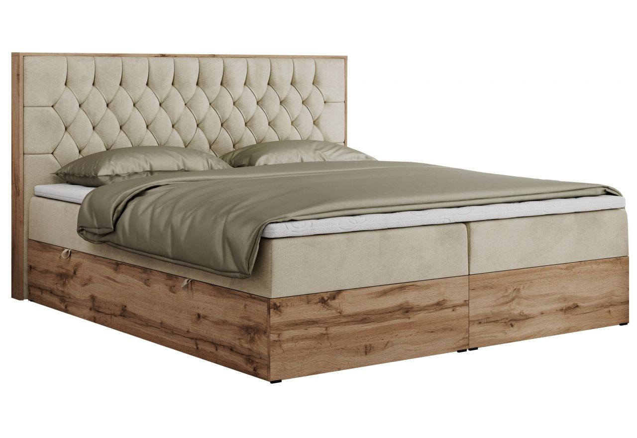 Łóżko kontynentalne AMORE 160x200 - H3 - beżowy, welwet