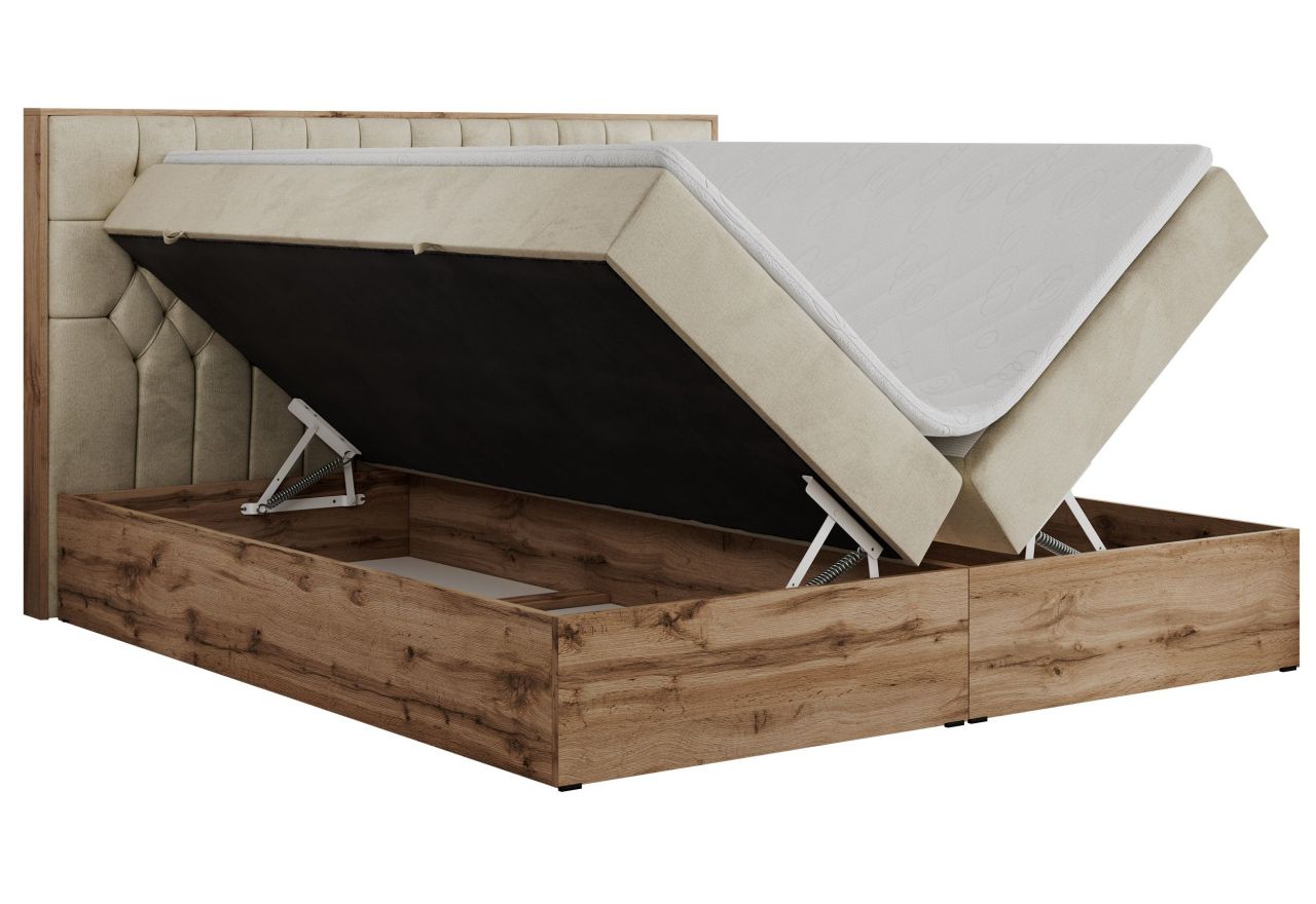 Łóżko kontynentalne AMORE 160x200 - H3 - beżowy, welwet