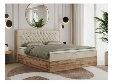 Łóżko kontynentalne AMORE 180x200 - H3 - beżowy, welwet