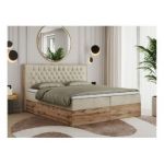 Łóżko kontynentalne AMORE 140x200 - H4 - beżowy, welwet