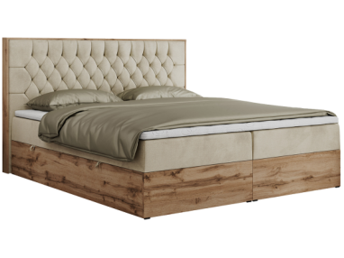 Łóżko kontynentalne AMORE 180x200 - H4 - beżowy, welwet