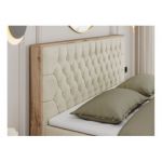 Łóżko kontynentalne AMORE 180x200 - H4 - beżowy, welwet