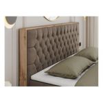 Łóżko kontynentalne AMORE 160x200 - H3 - brązowy, welwet