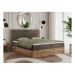 Łóżko kontynentalne AMORE 140x200 - H4 - brązowy, welwet