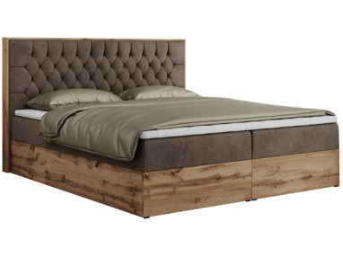 Łóżko kontynentalne AMORE 140x200 - H4 - brązowy, welwet