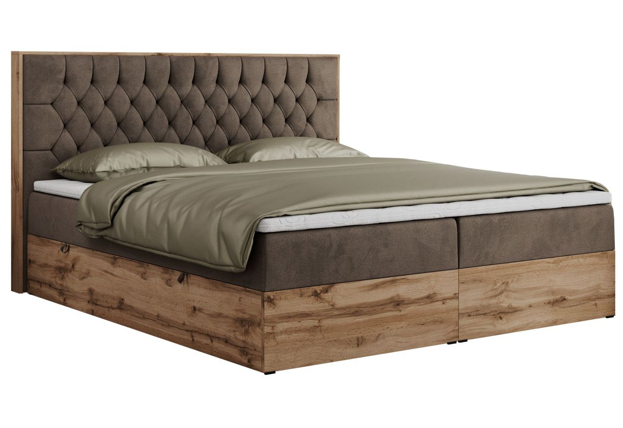 Łóżko kontynentalne AMORE 180x200 - H4 - brązowy, welwet