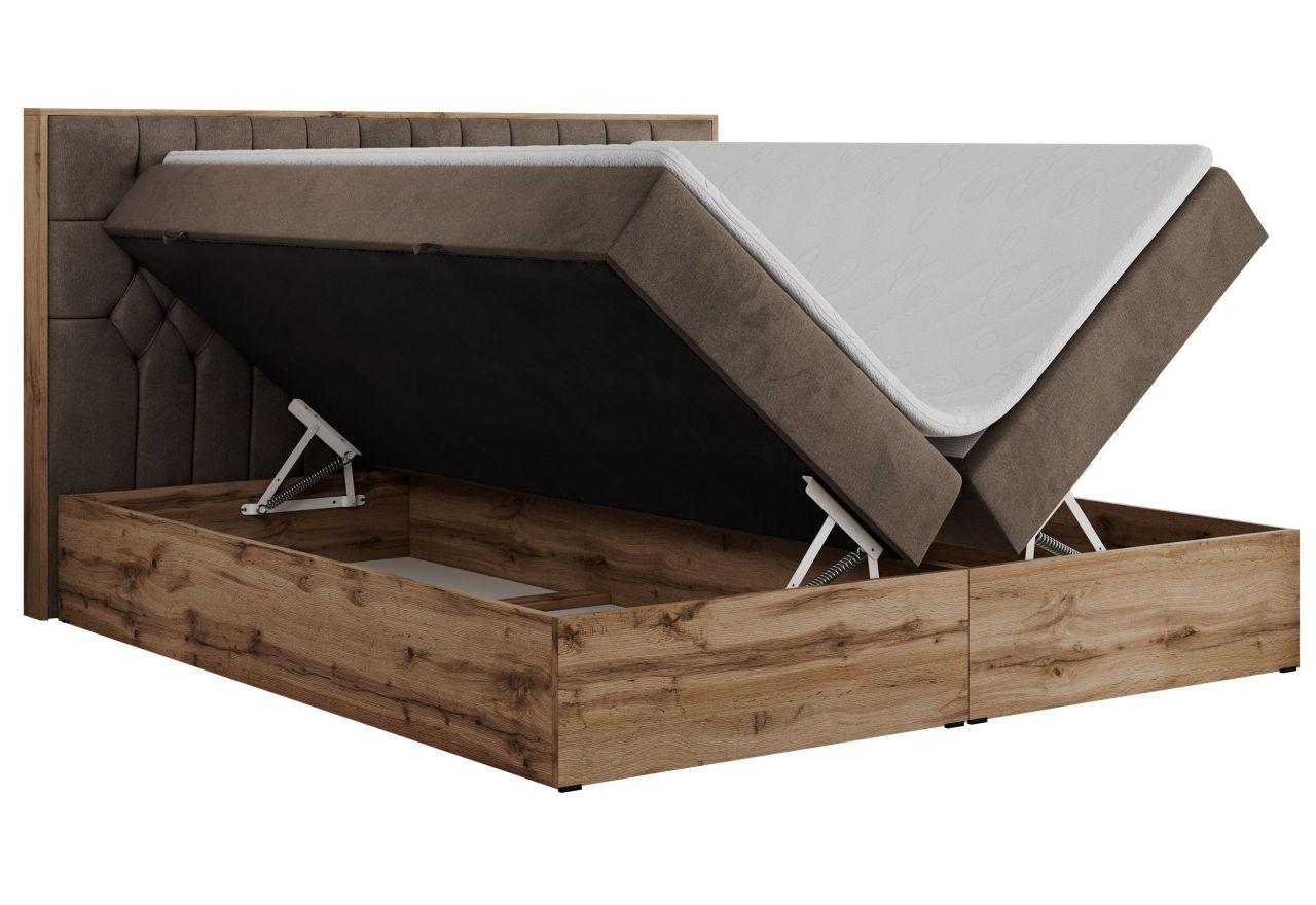 Łóżko kontynentalne AMORE 200x200 - H4 - brązowy, welwet