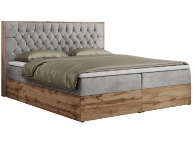 Łóżko kontynentalne AMORE 140x200 - H3 - jasnoszary, welwet