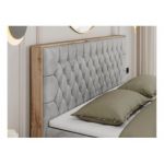 Łóżko kontynentalne AMORE 160x200 - H3 - jasnoszary, welwet